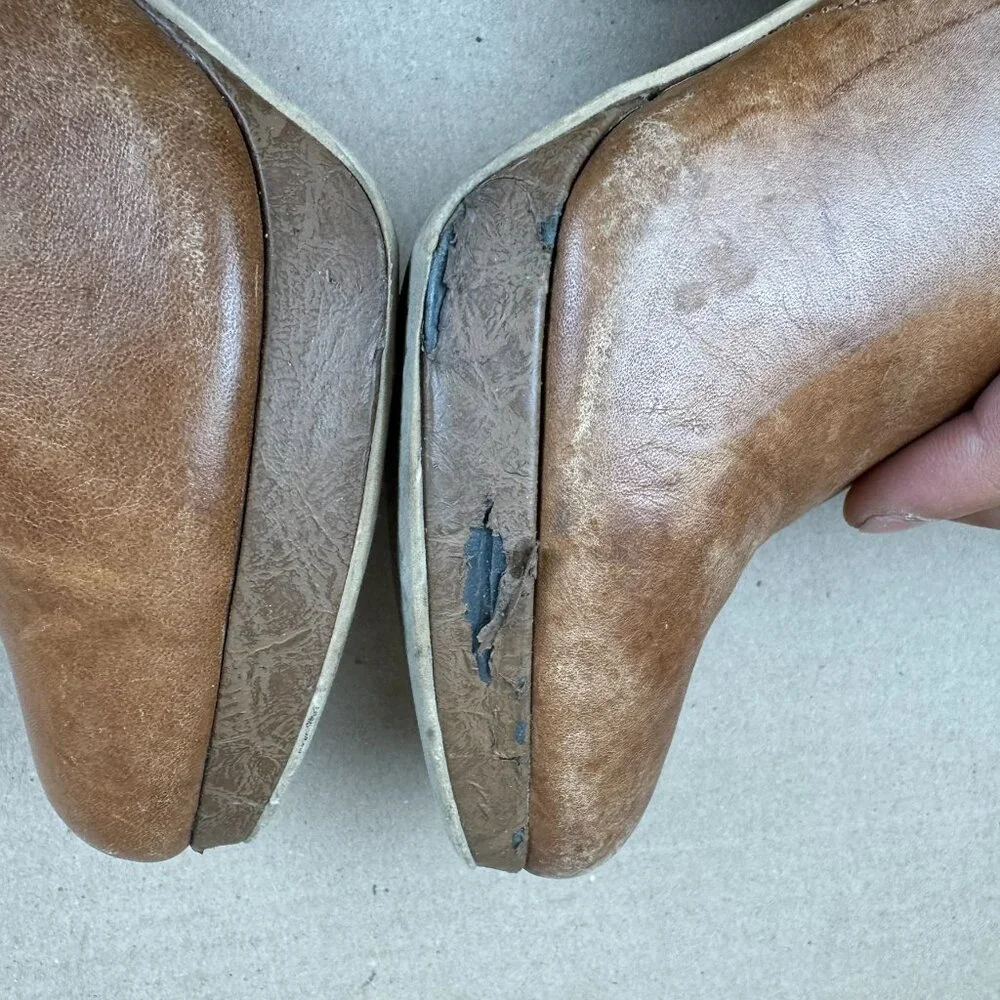 Jessica Simpson Cognac Leather Platform Slouch Boots Size 6.5B AS-IS/REPAIR - Picture 10 of 13